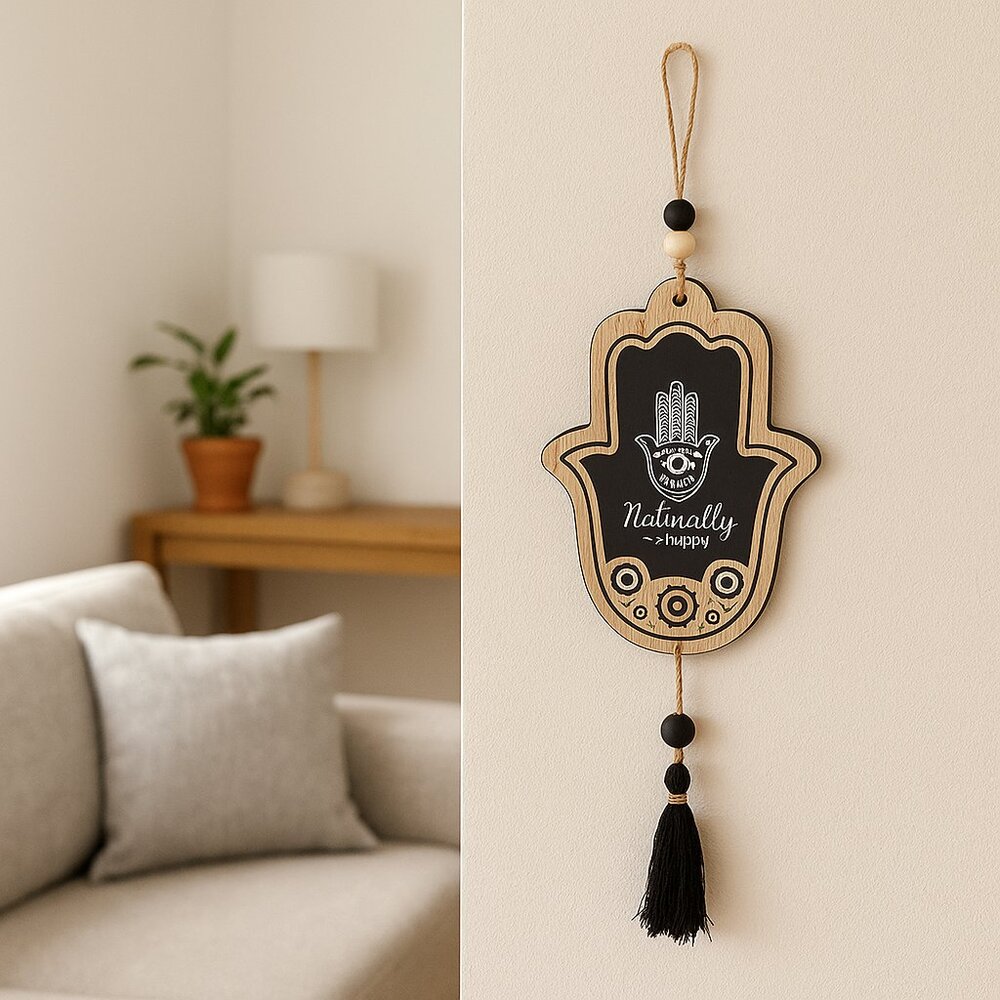 Wooden Hamsa Hand Wall Photo Hanging with “Humanity” Inscription  NEW